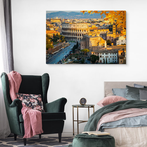 Schilderij - Zicht op het Colosseum, Rome Italië, Premium Print