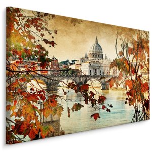 Schilderij - Lente in Rome, premium Print op Canvas, 5 maten