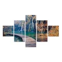 Schilderij - Pad langs waterval , 5luik, premium print Schilderij - Pad langs waterval , 5luik, premium print