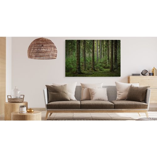 Schilderij - Het Bos, Groen, 5 maten, Premium Print