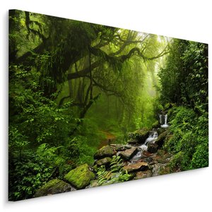 Schilderij - Subtropisch Bos in Nepal, Groen, Premium Print