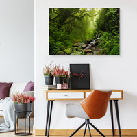 Schilderij - Subtropisch Bos in Nepal, Groen, Premium Print