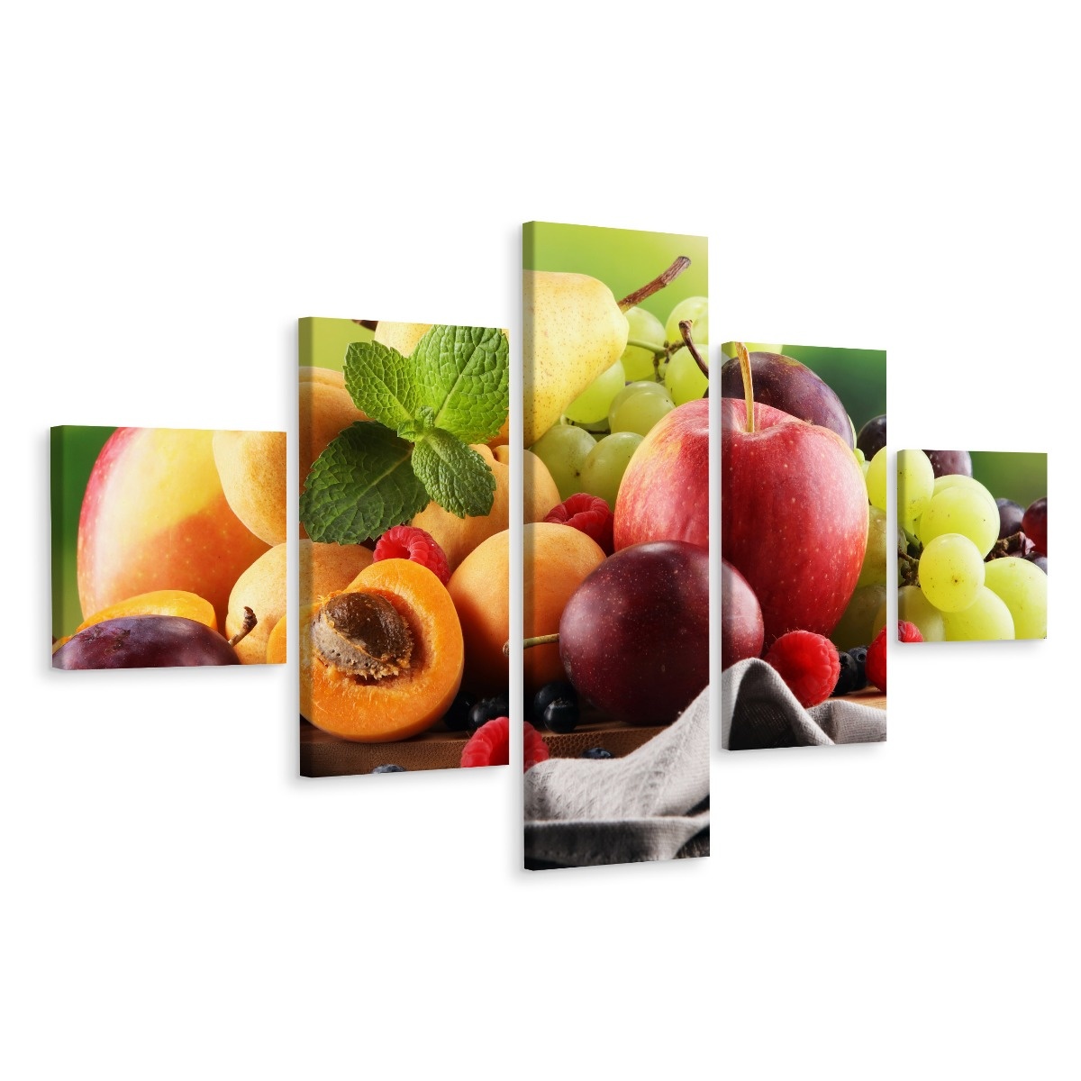 Schilderij - Vers zomer fruit, 5 luik, Premium print afbeelding