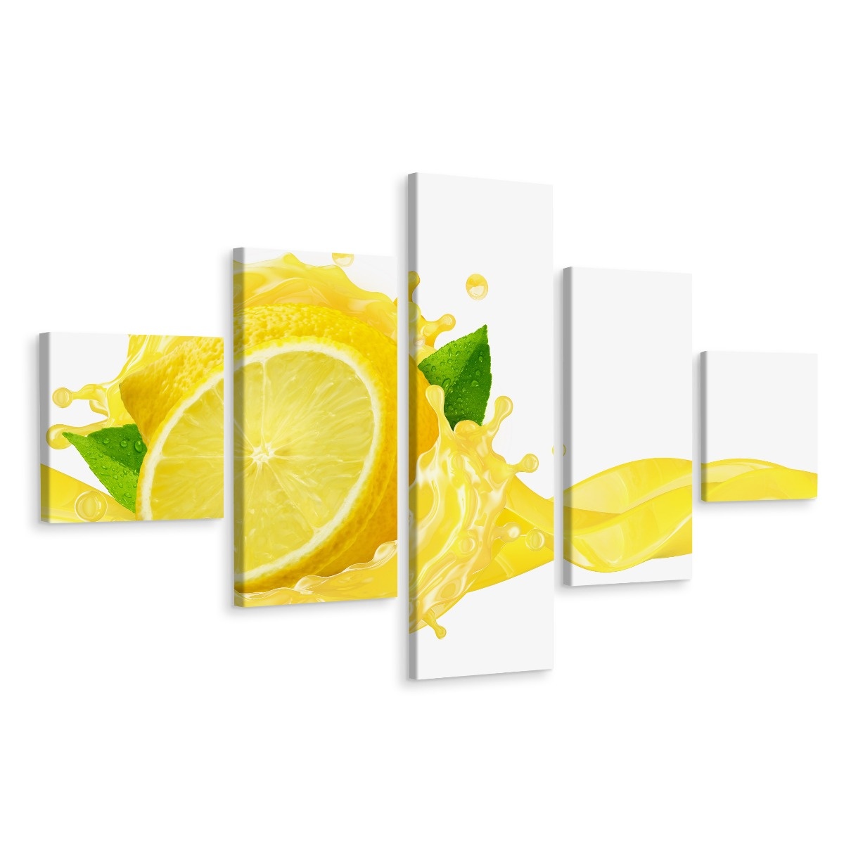 Schilderij - Verse citroen sap, 5luik, Premium print afbeelding