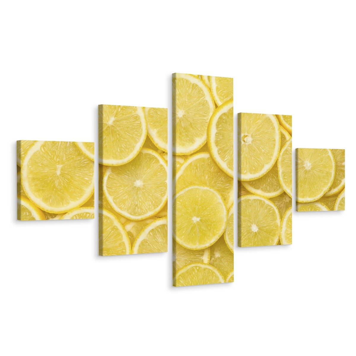 Schilderij - Gesneden citroenen, 5luik, Premium print
