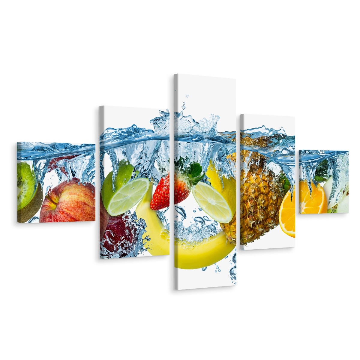 Schilderij - Verst fruit in water, 5luik, Premium print afbeelding