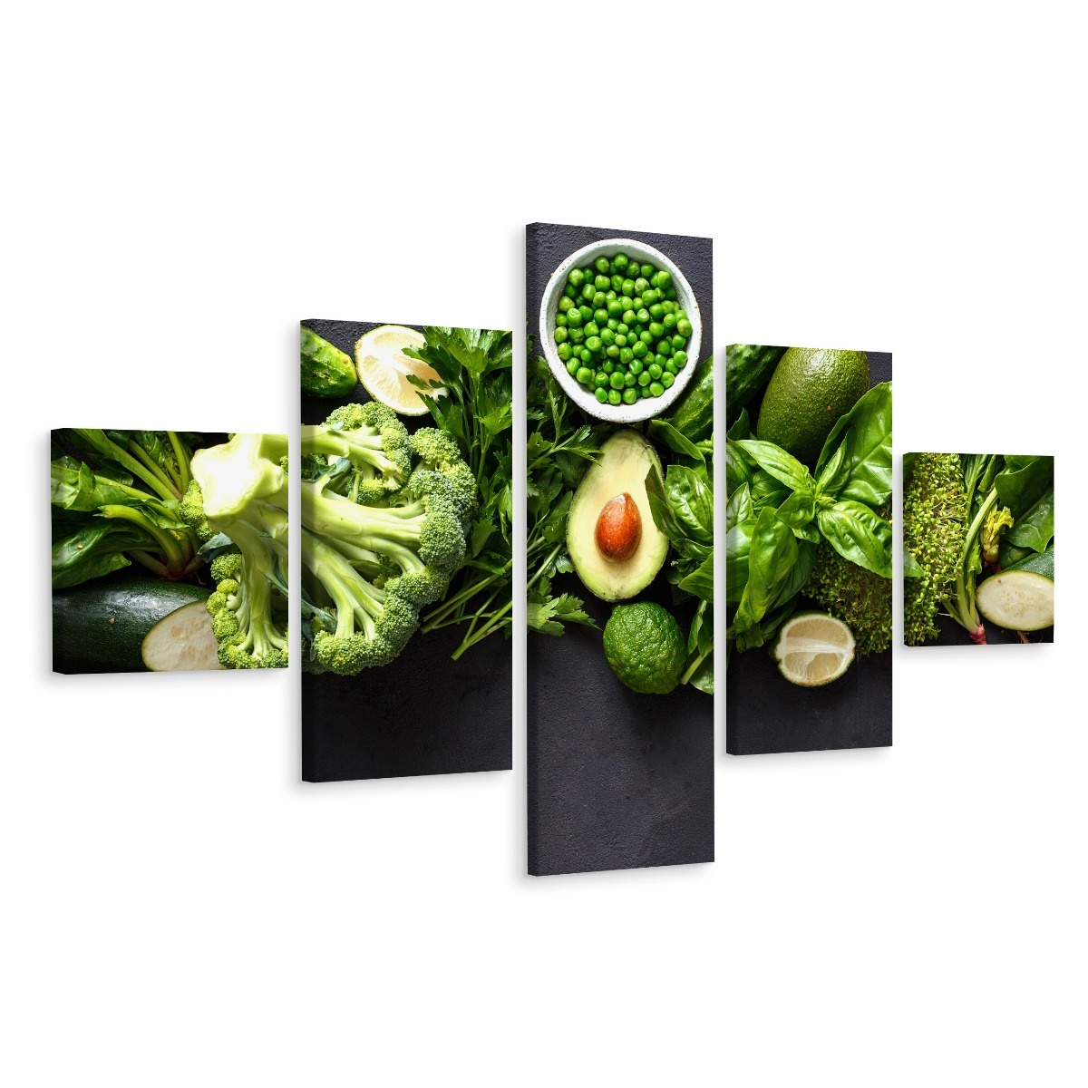 Schilderij Groene groentes, 5 luik, Premium print afbeelding