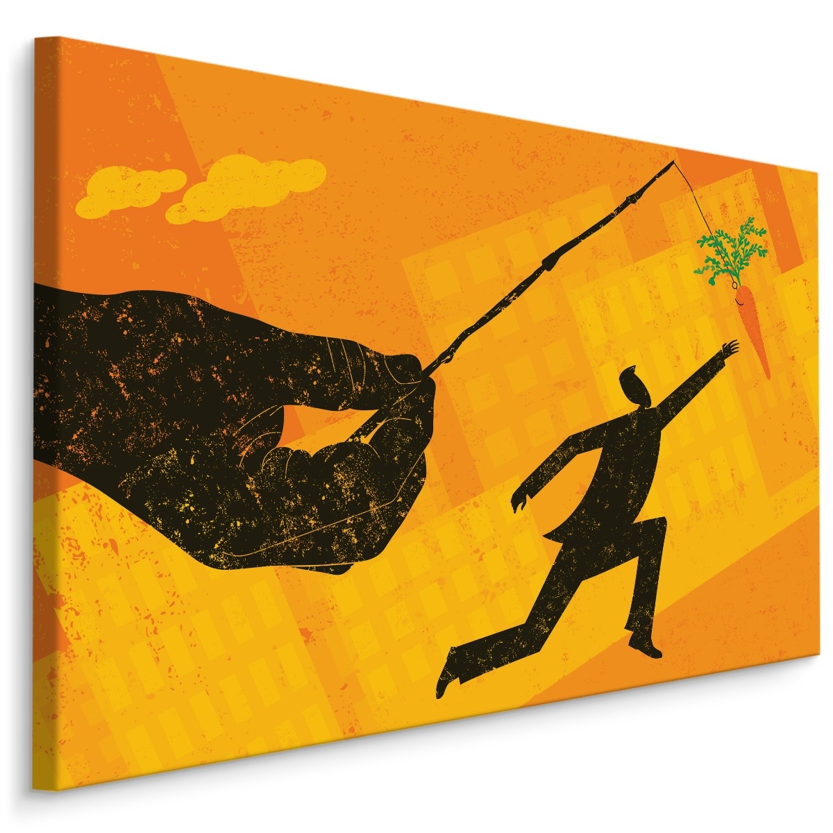 Schilderij - Een Wortel achterna rennen, Geel/Oranje, Premium Print afbeelding