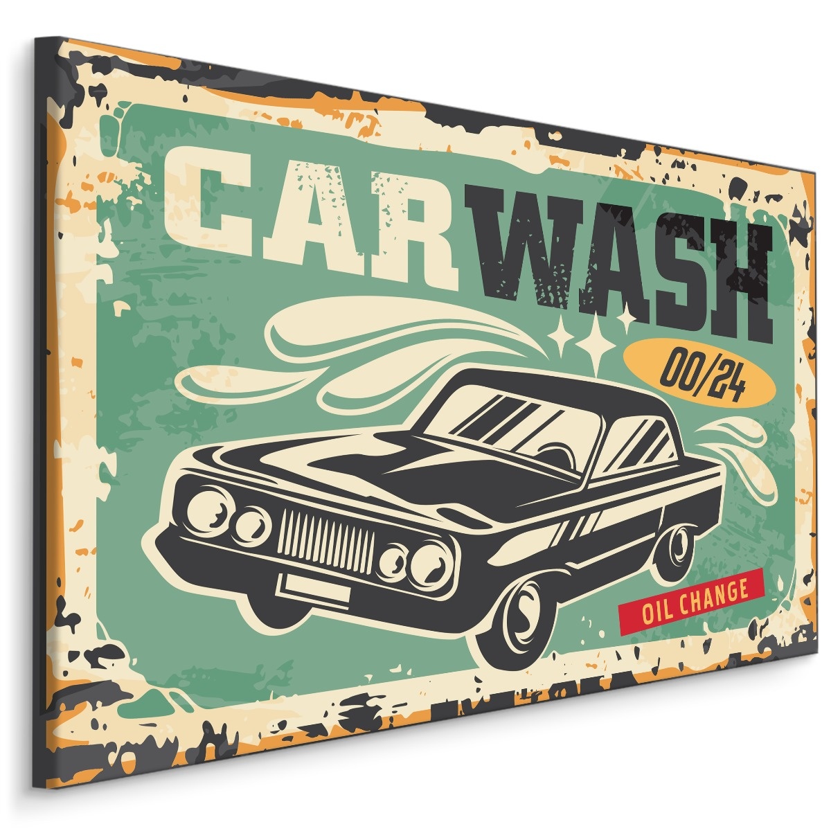 Schilderij - Carwash, Reclamebord, 5 maten, Premium Print afbeelding