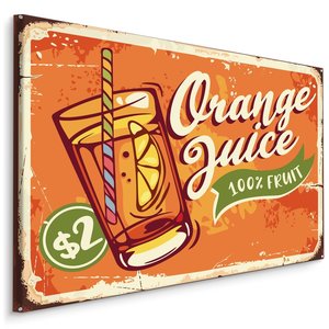 Schilderij - Orange Juice, 100% Fruit, Reclame, Premium Print