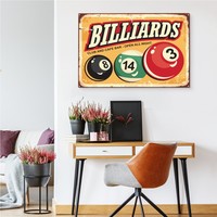 Schilderij - Billiards, Reclame Pool Biljarten, Premium Print