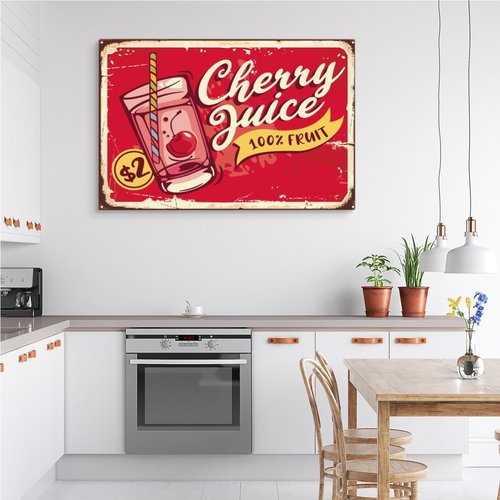 Schilderij - Cherry Juice, reclamebord, premium Print