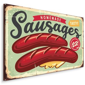 Schilderij - Homemade Sausages, Reclame, Premium Print Schilderij - Homemade Sausages, Reclame, Premium Print