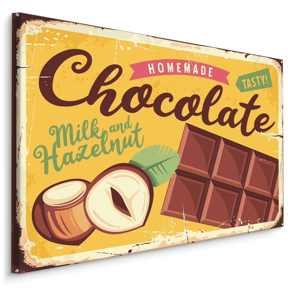 Schilderij - Chocolade, Melk en hazelnoot, Premium Print op Canvas afbeelding