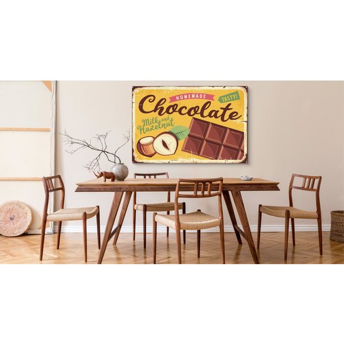Schilderij - Chocolade, Melk en hazelnoot, Premium Print op Canvas