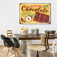 Schilderij - Chocolade, Melk en hazelnoot, Premium Print op Canvas