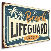 Schilderij - Beach Lifeguard, On Duty, Premium Print op canvas