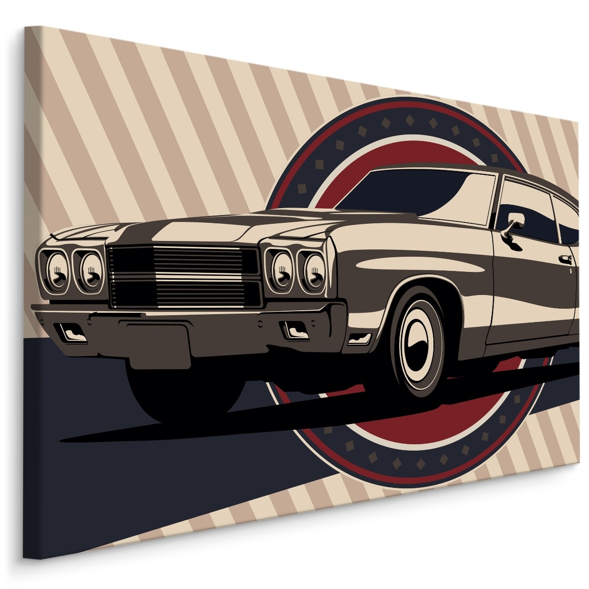 Schilderij - Klassieke Muscle Car in retro Stijl, Premium Print afbeelding