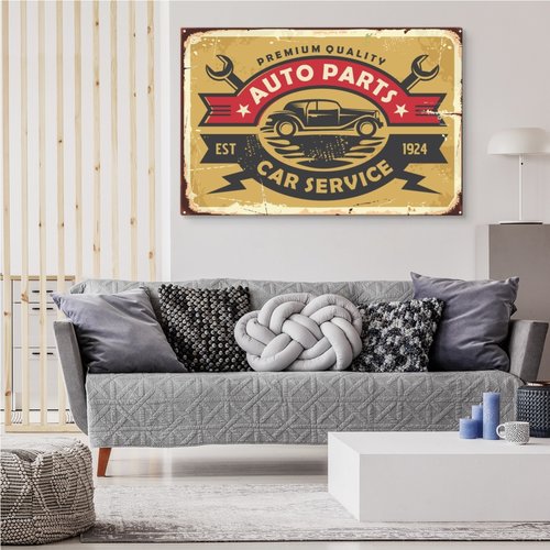 Schilderij - Auto Parts, car Service, Premium Print op Canvas