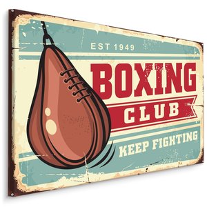 Schilderij - Boxing Club, Keep Fighting, Premium Print op Canvas