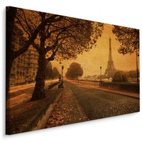 Schilderij - Straten van Parijs, Vintage setting, Premium Print