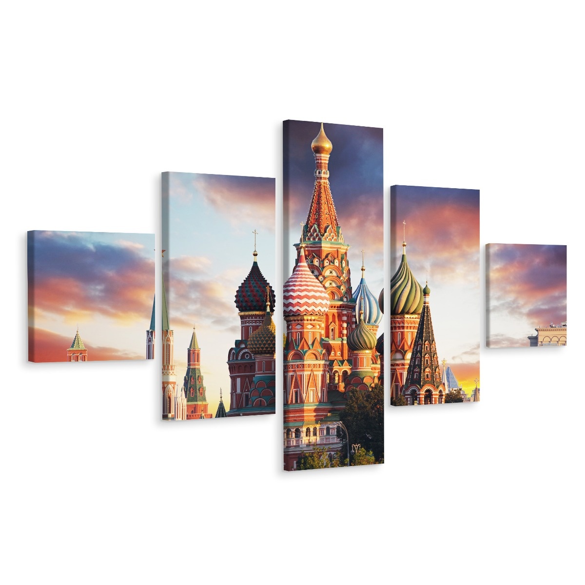 Schilderij - Rode plein, Moscow, 5 luik, premium print afbeelding