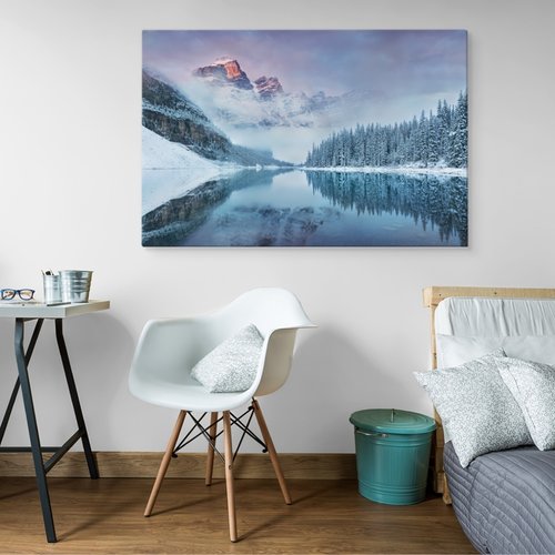 Schilderij - Prachtig Berglandschap in de Winter, Premium Print