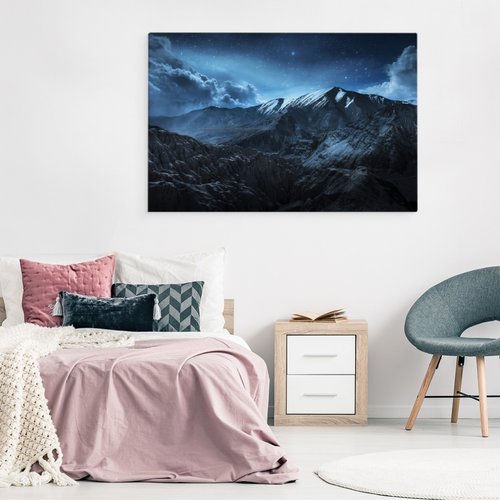 Schilderij - Berglandschap in Slecht Weer, premium Print