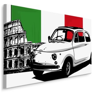 Schilderij - Fiat voor het Colosseum, Italiaanse Vlag, Premium Print
