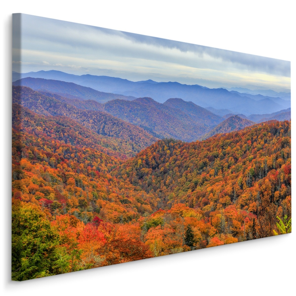 Schilderij - Prachtig berglandschap in Herfst Kleuren, Premium Print