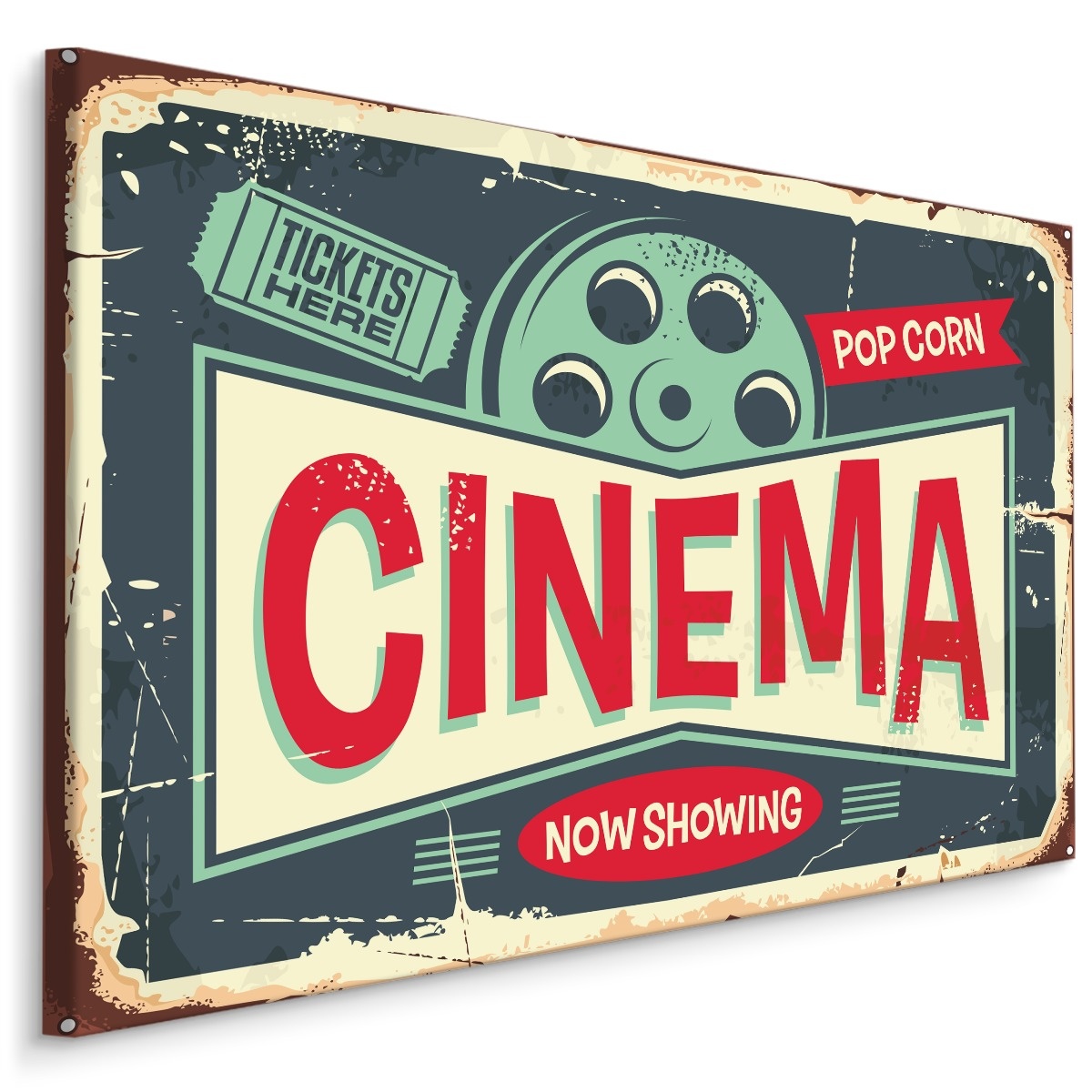 Schilderij - Cinema, Reclame Uiting, tekstbord, Premium Print afbeelding