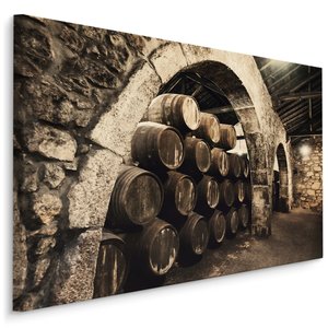 Schilderij - Wijnvaten in een oude Kelder, 5 maten, premium print Schilderij - Wijnvaten in een oude Kelder, 5 maten, premium print