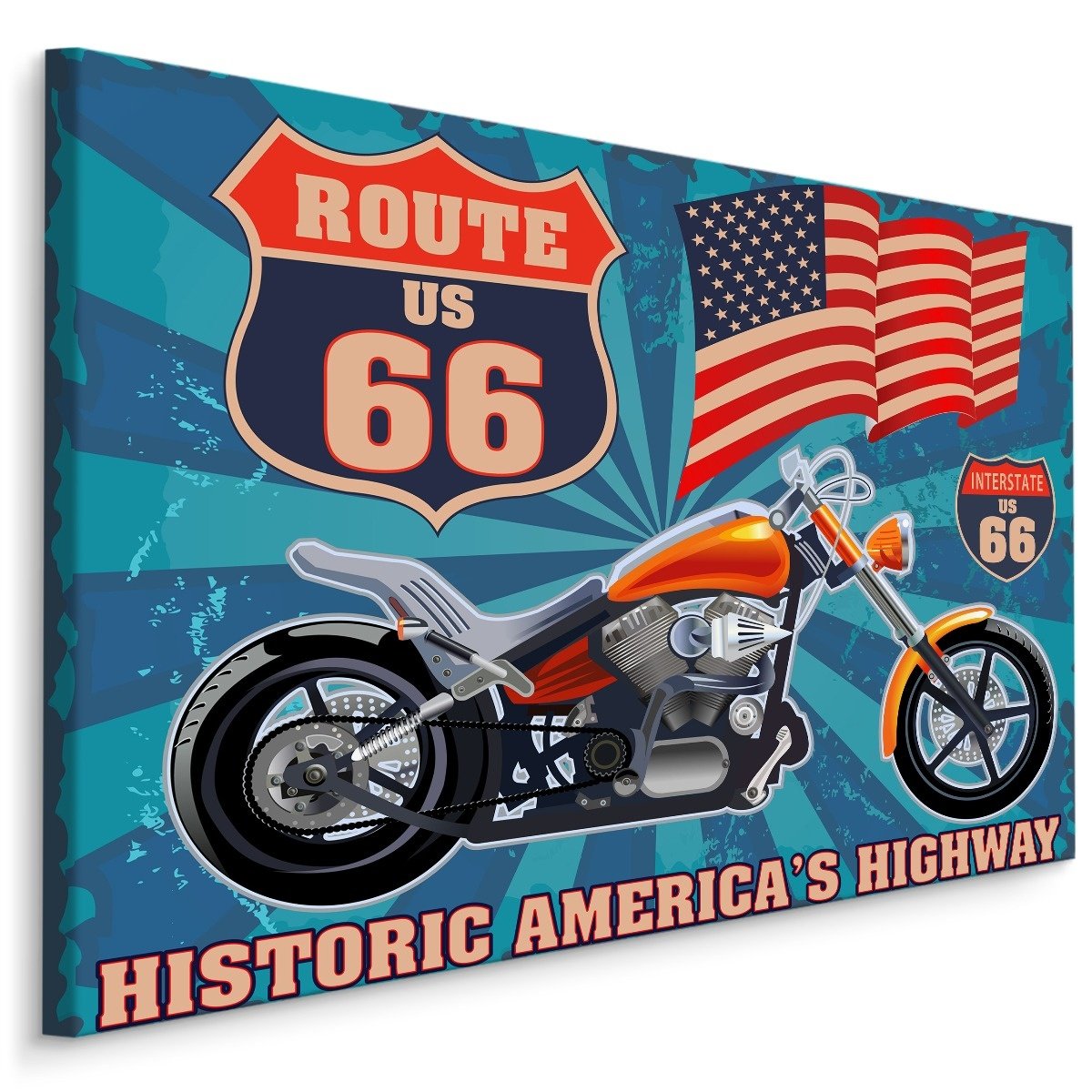 Schilderij - Route 66, Historic America&apos;s Highway, Premium Print afbeelding