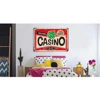 Schilderij - Welcome, Casino, Reclame Bord, Premium Print op Canvas