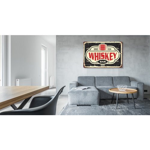 Schilderij - Whiskey Bar, reclame uiting, Premium print