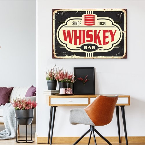 Schilderij - Whiskey Bar, reclame uiting, Premium print