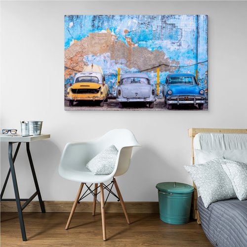 Schilderij - Oldtimers in Cuba, 5 maten, Premium Print