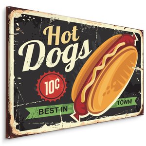 Schilderij - Hotdogs, Best in Town, Amerikaanse Reclame, Premium Print