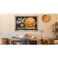 Schilderij - Hot Burgers, Best in Town, Premium Print op Canvas