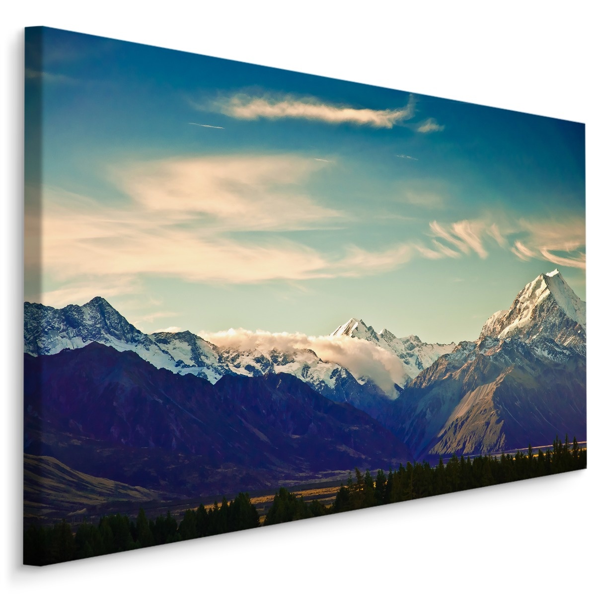 Schilderij - Mount Cook, Nieuw-Zeeland, Premium Print