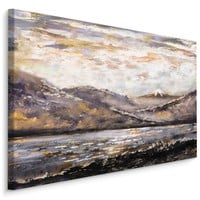 Schilderij - Berg Landschap, Abstract, Premium Print op Canvas