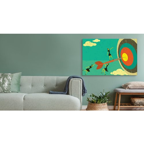 Schilderij - Bulls Eye, Darten, groen,rood,geel, Premium Print