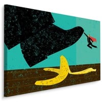 Schilderij - Bananenschil en Superhero, Cartoon, Premium Print op Canvas