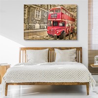 Schilderij - Dubbeldekker, Londen Engeland, Premium Print op Canvas