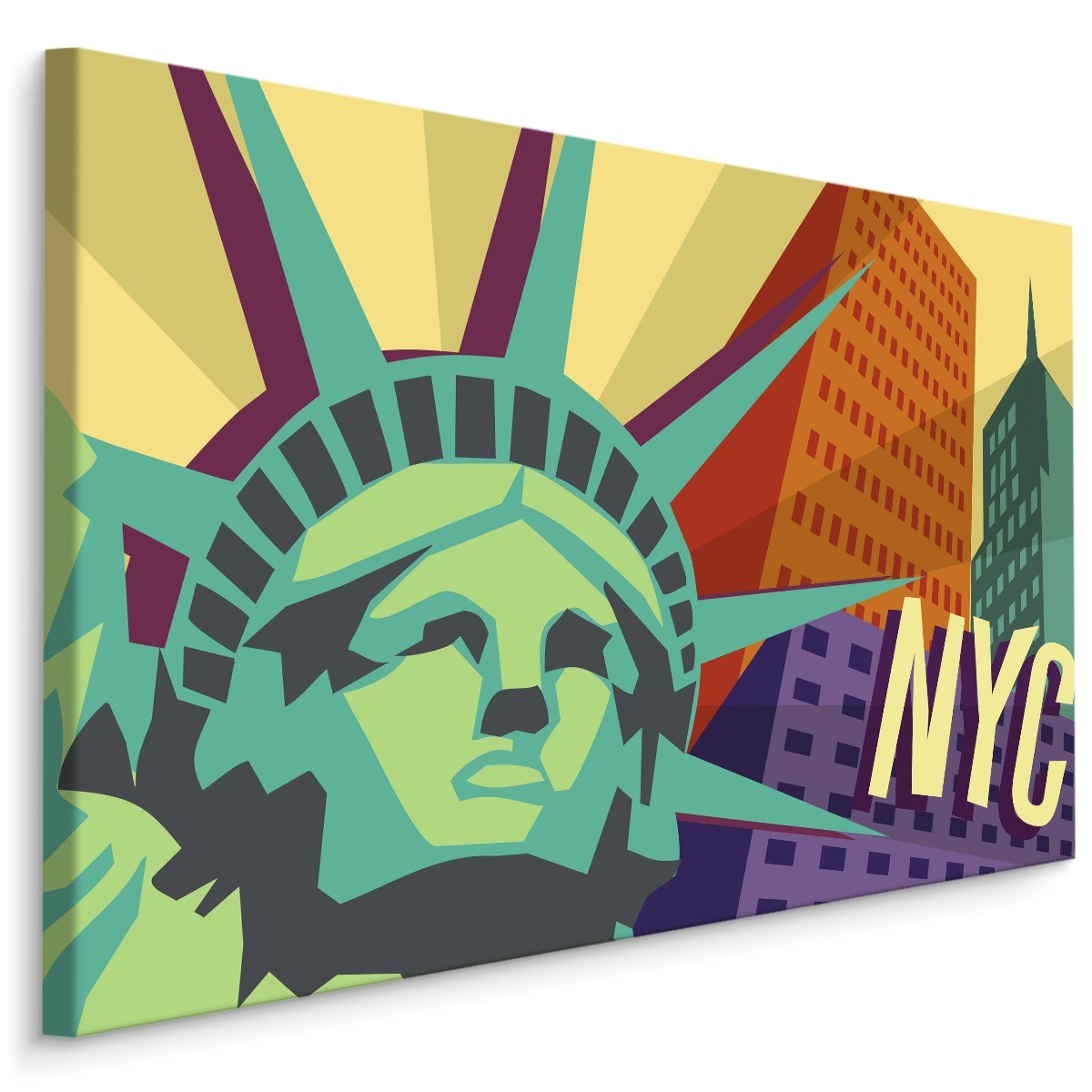 Schilderij - Kleurvol New York City, Vrijheidsbeeld, Premium Print