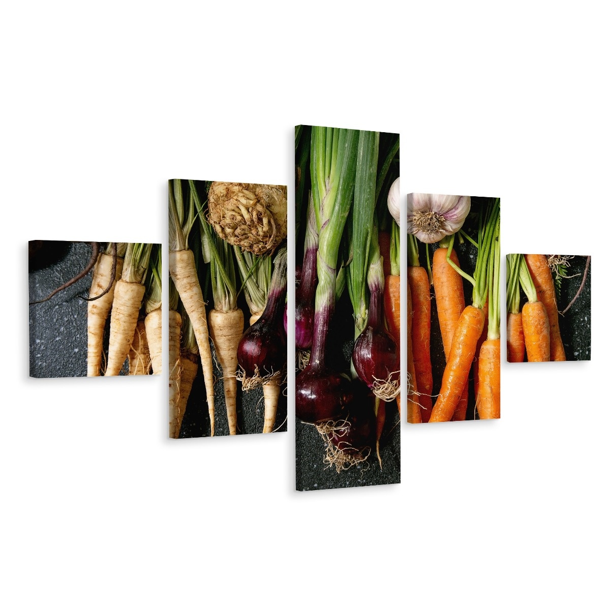 Schilderij - Groente variatie, 5 luik, Premium print afbeelding