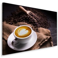 Schilderij - Latte Koffie met Liefde, premium Print