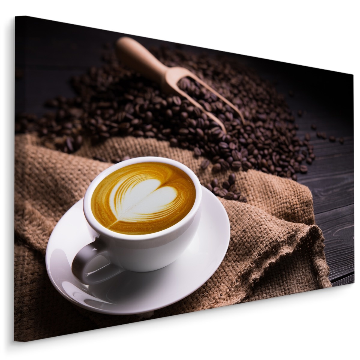 Schilderij - Latte Koffie met Liefde, premium Print afbeelding