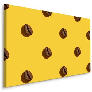 Schilderij - Koffiebonen op een Gele Achtergrond, Premium Print Schilderij - Koffiebonen op een Gele Achtergrond, Premium Print