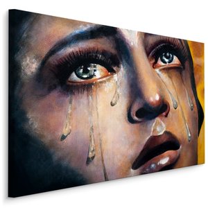 Schilderij - Meisje in Tranen, Premium Print op Canvas